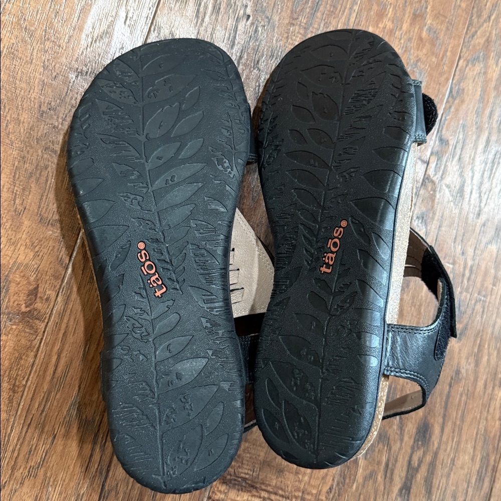 Taos Footwear Wonderful Black Leather Women's Slingback Sandals - Picture 5 of 7